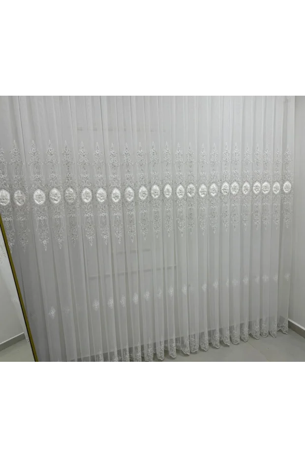 NİVEMESHOME 3158 VALERİA GOLD 1/2,5 PİLELİ BAMBU TÜL PERDE