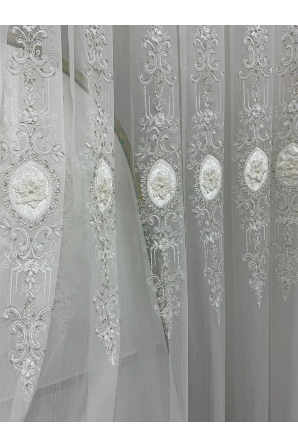 NİVEMESHOME 3158 VALERİA GOLD 1/3 PİLELİ BAMBU TÜL PERDE