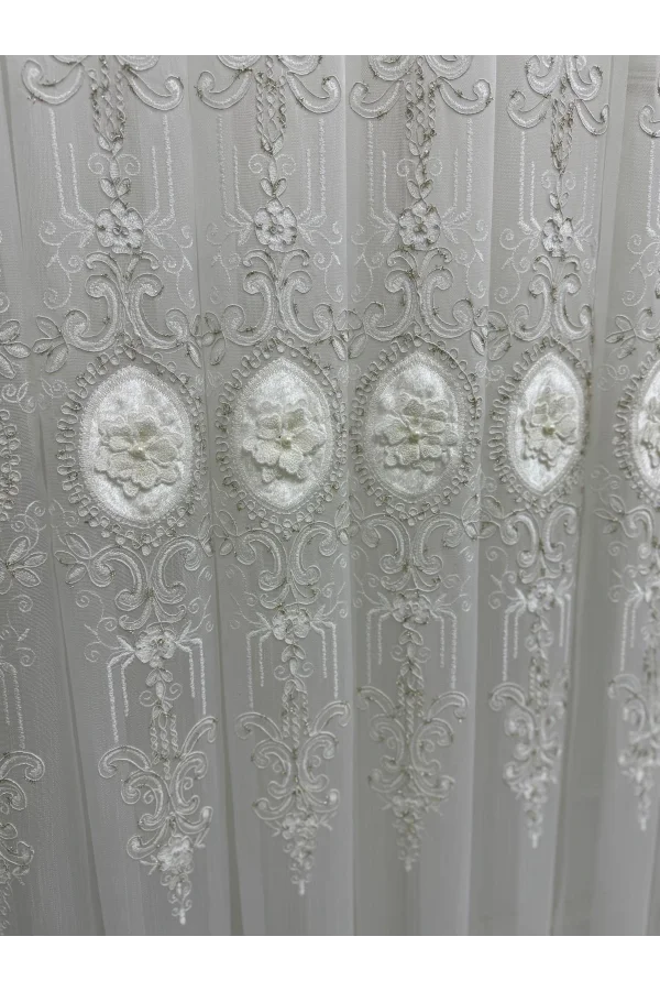 NİVEMESHOME 3158 VALERİA GOLD 1/3 PİLELİ BAMBU TÜL PERDE