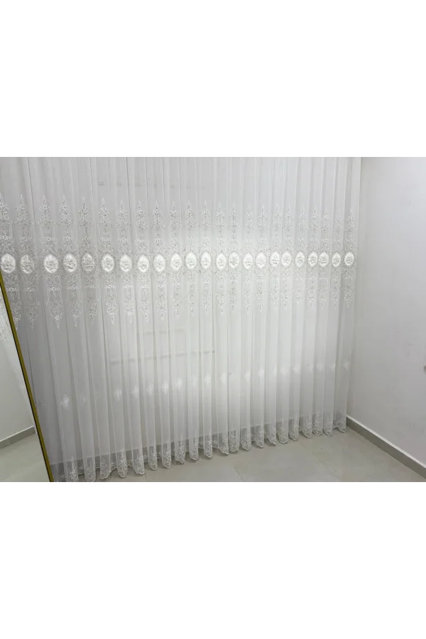 NİVEMESHOME 3158 VALERİA  GOLD  1/3 PİLELİ  BAMBU TÜL PERDE