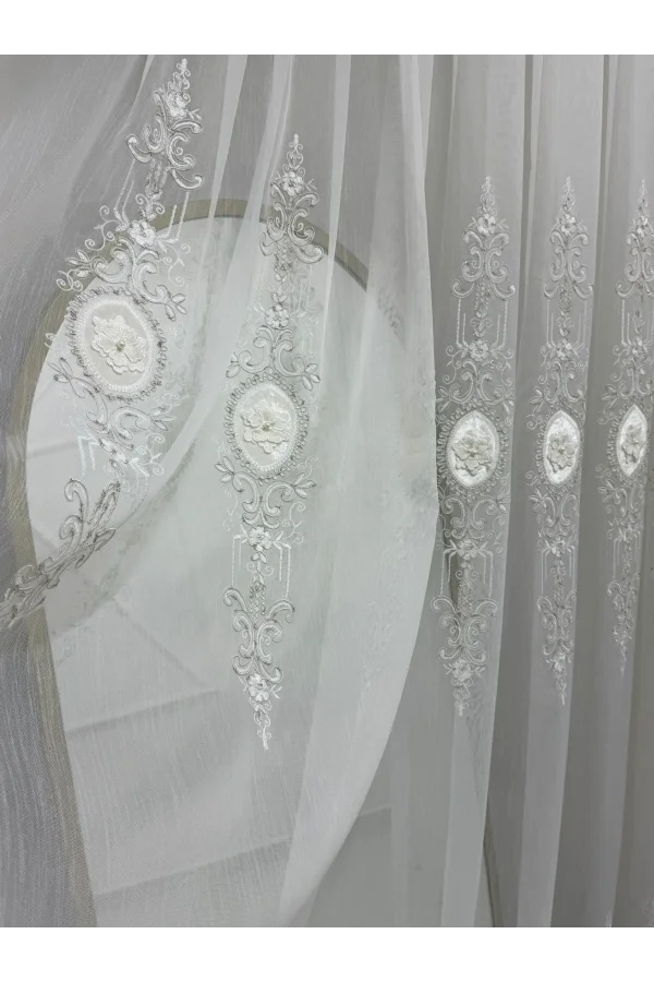 NİVEMESHOME 3158 VALERİA GOLD 1/3 PİLELİ BAMBU TÜL PERDE