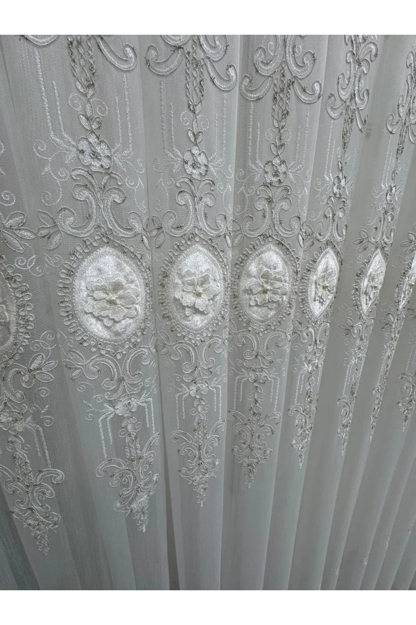 NİVEMESHOME 3158 VALERİA GOLD 1/3 PİLELİ BAMBU TÜL PERDE