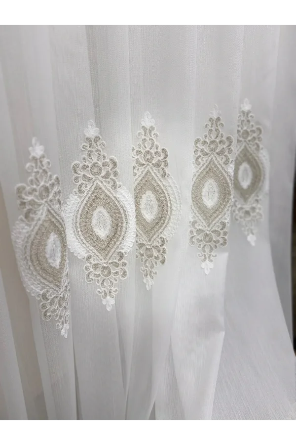 NİVEMESHOME 3767 SERAP GOLD  1/2,5 PİLELİ  BAMBU TÜL PERDE