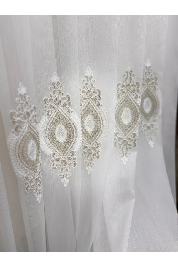 NİVEMESHOME 3767 SERAP GOLD  1/3 PİLELİ  BAMBU TÜL PERDE