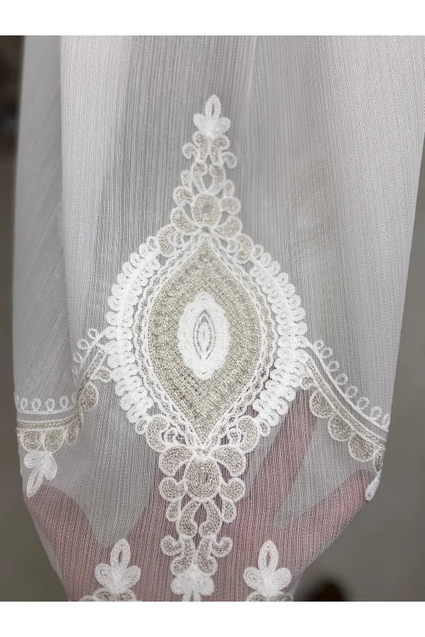 NİVEMESHOME 3767 SERAP GOLD 1/3 PİLELİ BAMBU TÜL PERDE