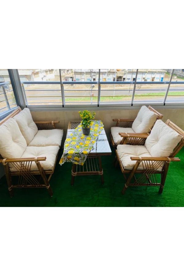 NİVEMESHOME 4 KİŞİLİK МИРОВОЙ БАМБУКОВЫЙ НАБОР ДЛЯ СИДЕНИЯ (2+1+1+СТОЛИК)