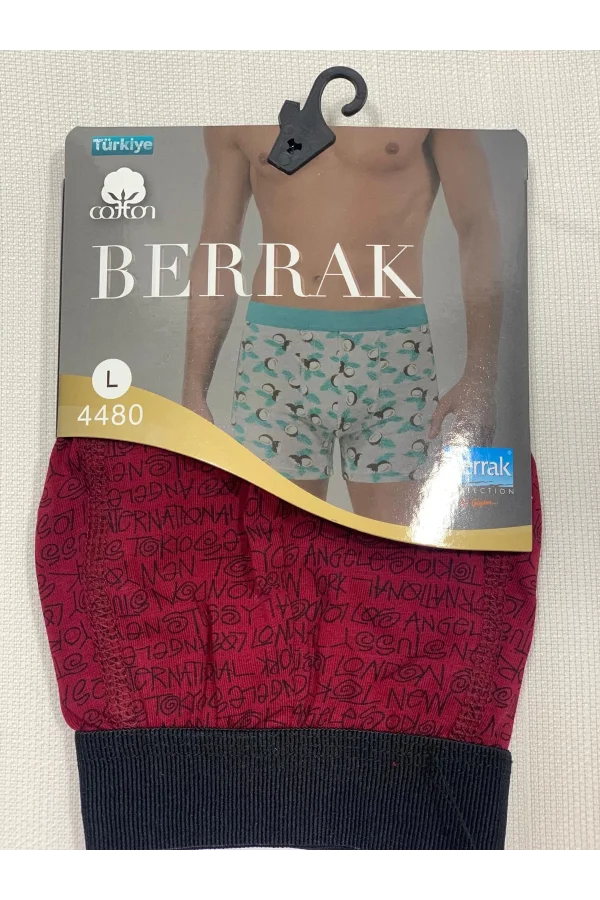 NİVEMESHOME 4480 ERKEK LYCRALI COTTON BOXER KIRMIZI DESENLİ L BERRAK