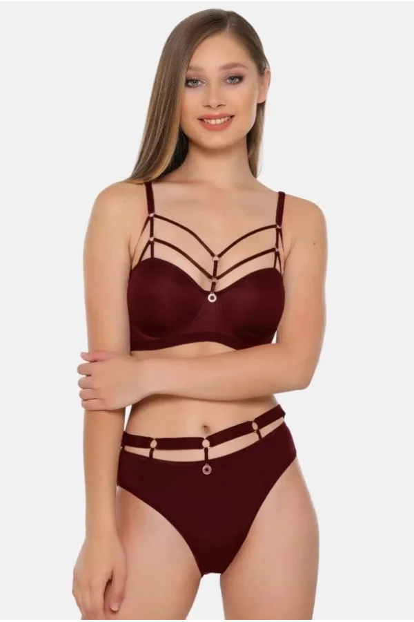 NİVEMESHOME 5045 BİYE ŞERİTLİ HALKALI SÜTYEN TAKIMI BORDO BDN:100 LE JARDİN