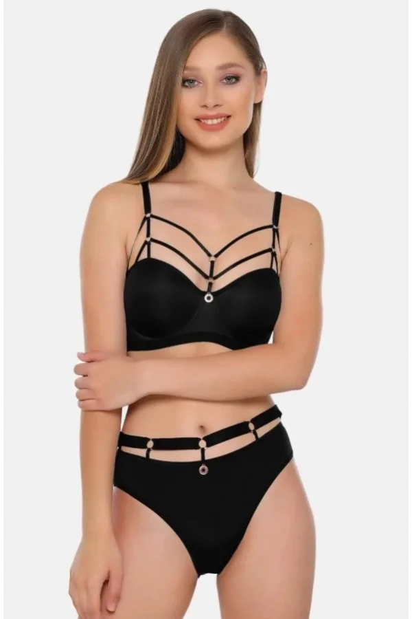 NİVEMESHOME 5045 BİYE ŞERİTLİ HALKALI SÜTYEN TAKIMI SİYAH BDN:80 LE JARDİN