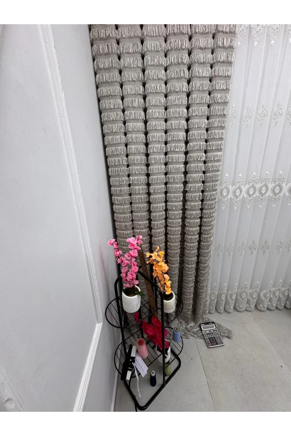 NİVEMESHOME 656 SULTAN ŞÖNİL DOKUMA VİZON  1/3 PİLE FON PERDE APM