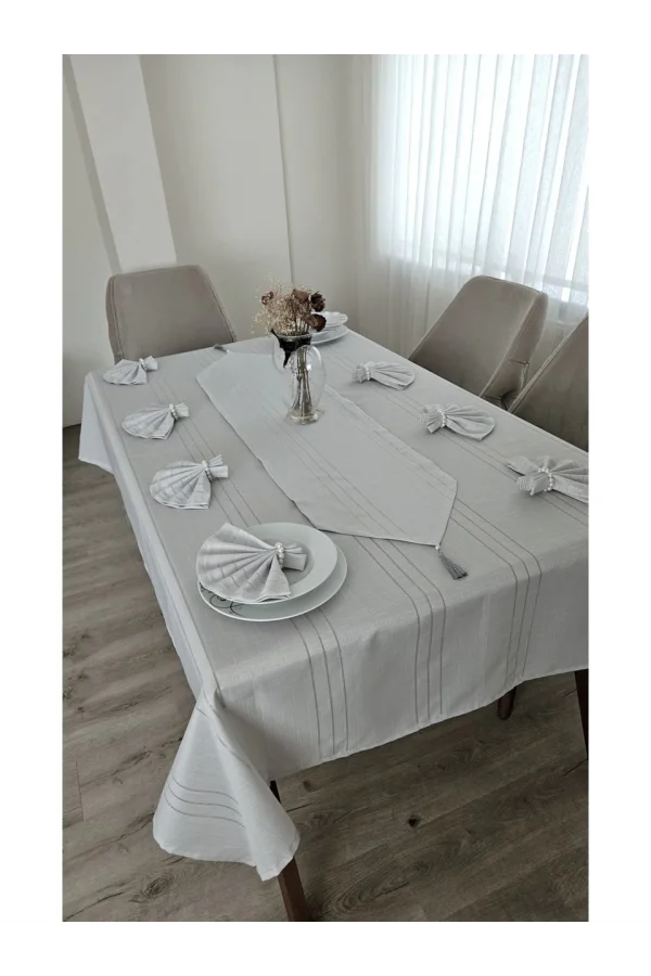 NİVEMESHOME AÇIK GRİ 160*220 COLBER MASA ÖRTÜSÜ