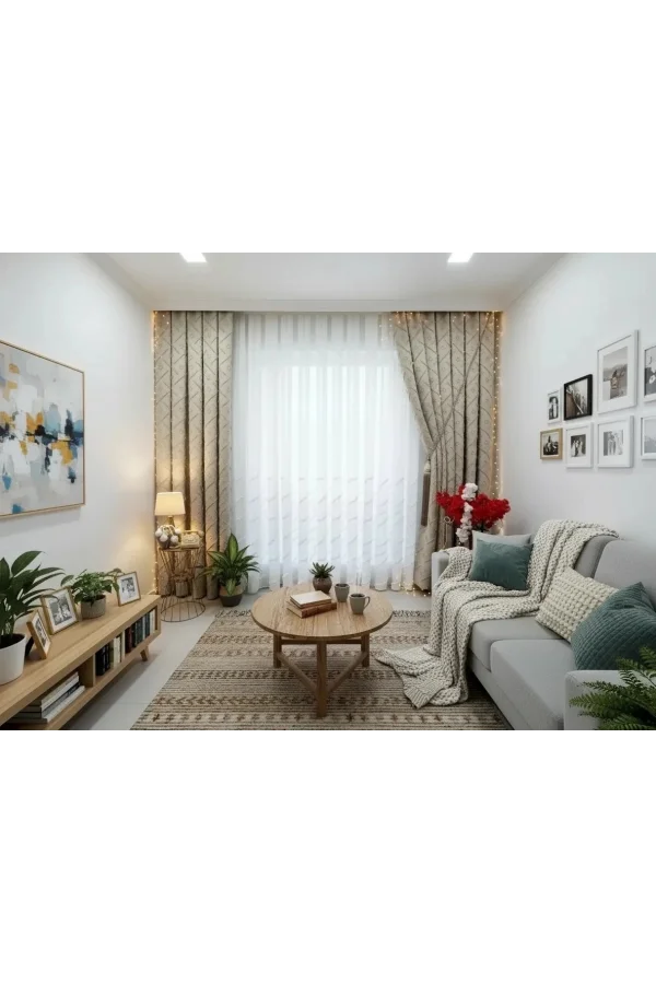 NİVEMESHOME AHU 1-0049P YARI DESENLİ 1/3 PİLELİ TÜL PERDE APM