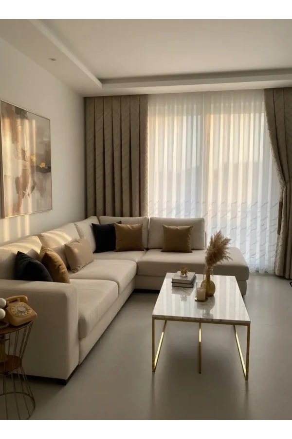 NİVEMESHOME AHU 1-0049P YARI DESENLİ 1/3 PİLELİ TÜL PERDE APM