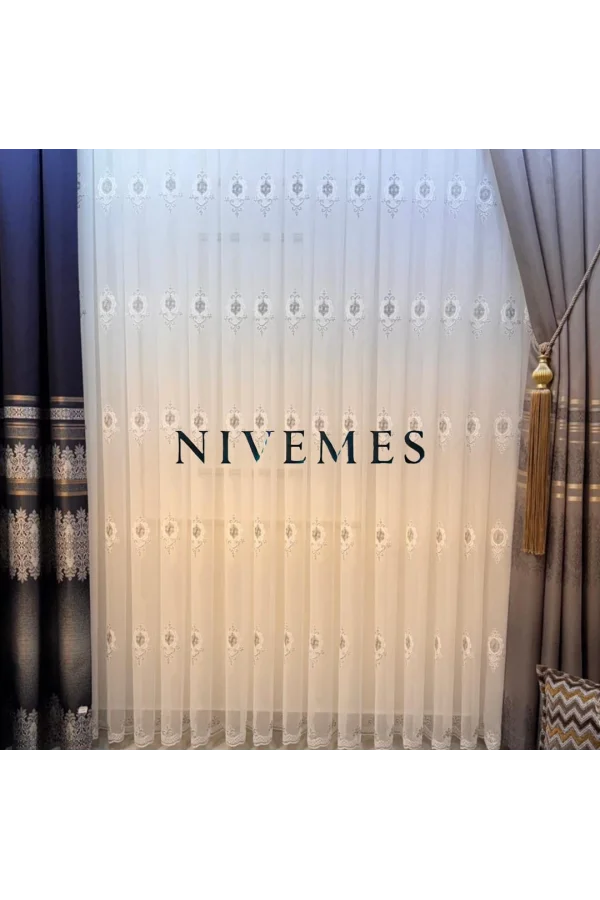 NİVEMESHOME ALİ TOROS BURÇ DESIGN 2027 VRYNT:105 1/3 DİKİŞLİ TÜL PERDE APM