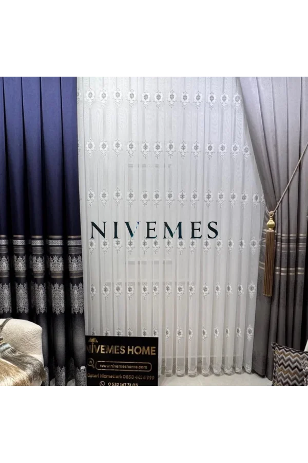NİVEMESHOME ALİ TOROS BURÇ DESIGN 2027 VRYNT:105 1/3 DİKİŞLİ TÜL PERDE APM