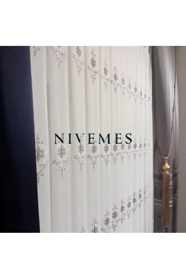 NİVEMESHOME ALİ TOROS BURÇ DESIGN 2027 VRYNT:105 1/3 DİKİŞLİ TÜL PERDE APM