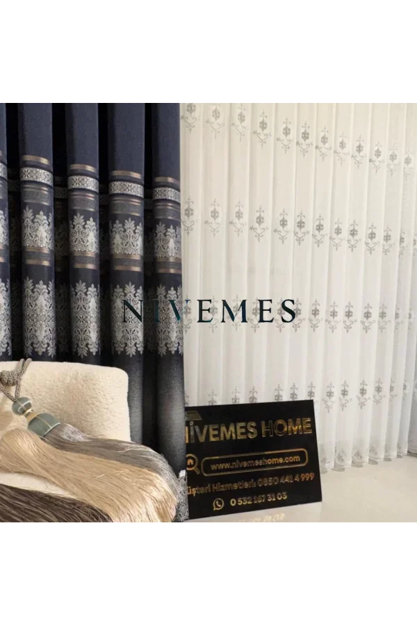 NİVEMESHOME ALİ TOROS BURÇ DESIGN 2027 VRYNT:105 1/3 DİKİŞLİ TÜL PERDE APM
