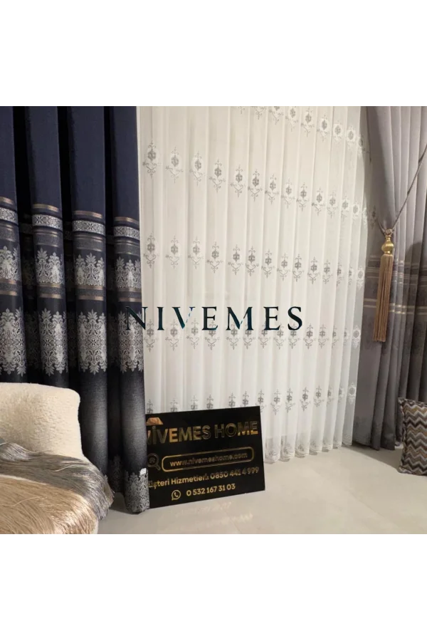 NİVEMESHOME ALİ TOROS BURÇ DESIGN 2027 VRYNT:105 1/3 DİKİŞLİ TÜL PERDE APM