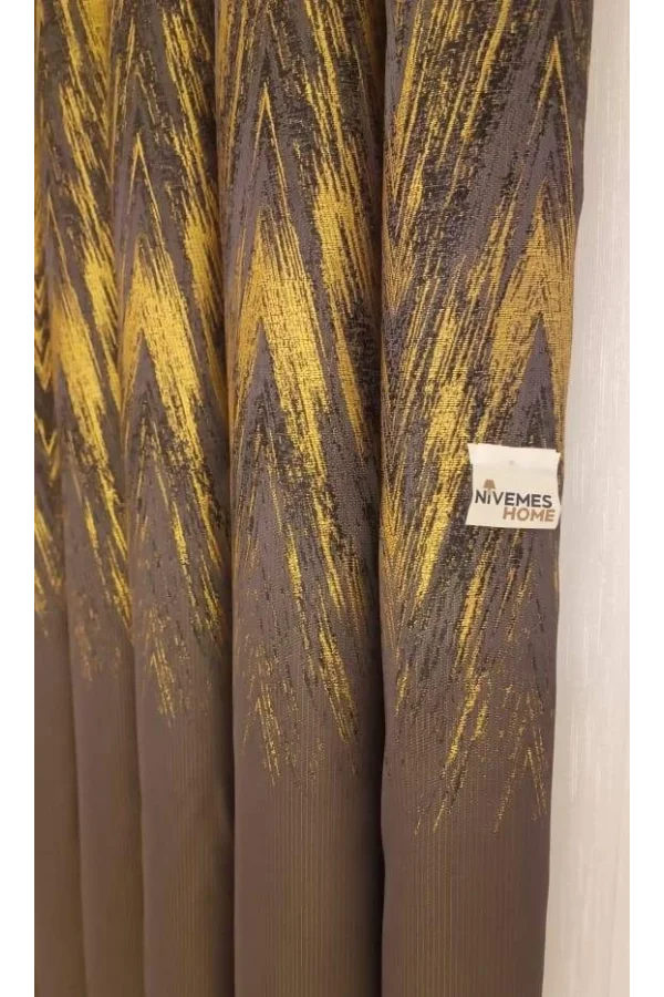 NİVEMESHOME ALİZHA TAŞ-SARI 1/3 SIK PİLE FON PERDE APM