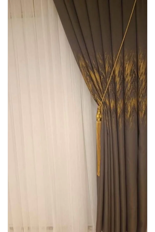 NİVEMESHOME ALİZHA TAŞ-SARI 1/3 SIK PİLE FON PERDE APM