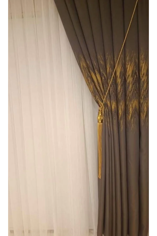 NİVEMESHOME ALİZHA TAŞ-SARI 1/3 SIK PİLE FON PERDE APM