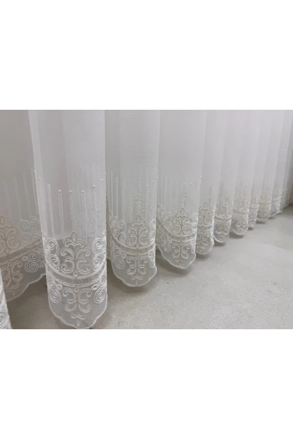 NİVEMESHOME GOLDEN FALL DSN:2503 V-117 PREMIUM EMBROIDERED 1/3 DENSE PILED TULLE CURTAIN APM