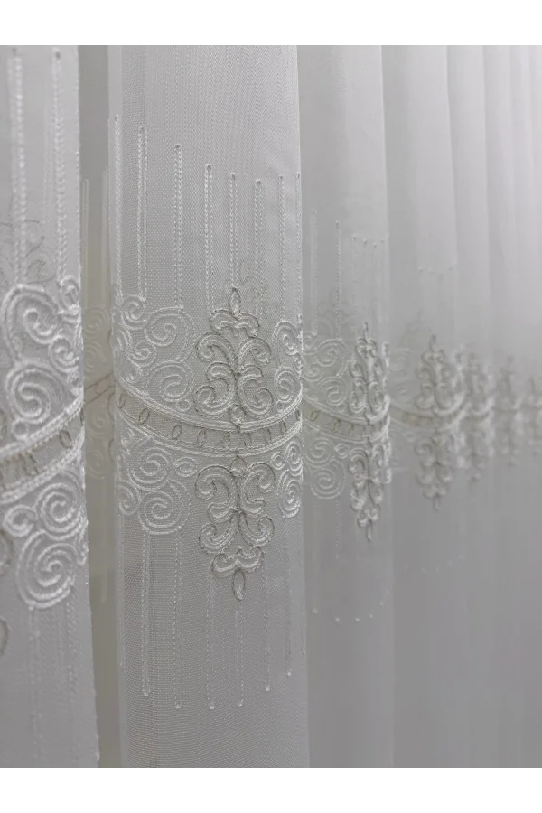 NİVEMESHOME GOLDEN FALL DSN:2503 V-117 PREMIUM EMBROIDERED 1/3 DENSE PILED TULLE CURTAIN APM