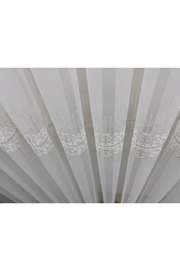 NİVEMESHOME GOLDEN FALL DSN:2503 V-117 PREMIUM EMBROIDERED 1/3 DENSE PILED TULLE CURTAIN APM