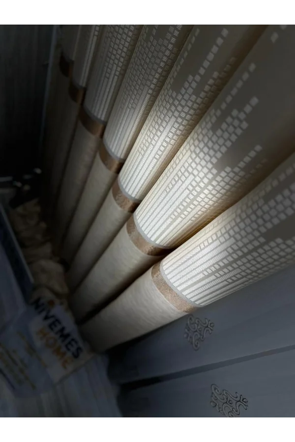 NİVEMESHOME AMASRA FT614164 V-101 CREMA 1/3 CORTINA DE FONDO DE VELVET APG