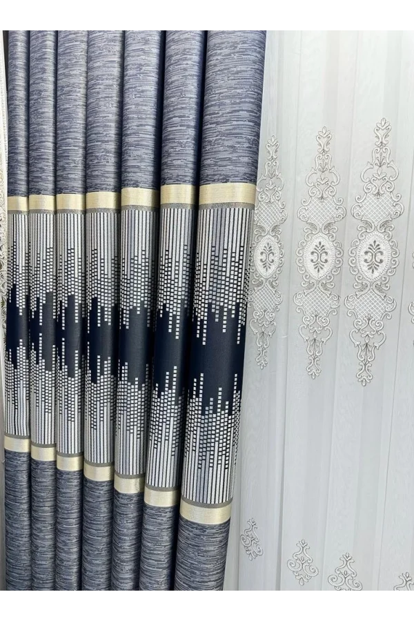 NİVEMESHOME AMASRA FT614164 V-502 AZUL 1/3 PERSIANA ENROLLABLE DE TELA GRUESA