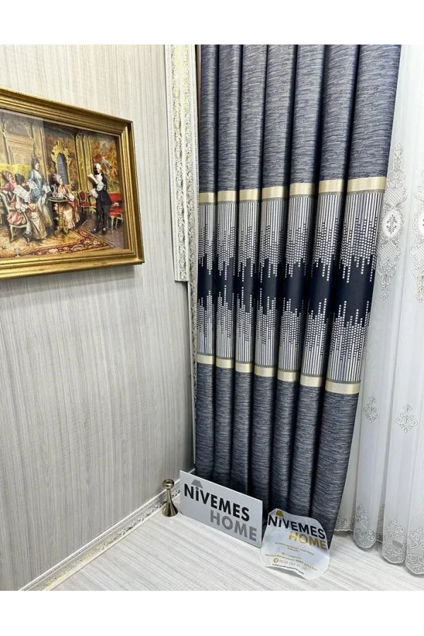 NİVEMESHOME AMASRA FT614164 V-502 AZUL 1/3 PERSIANA ENROLLABLE DE TELA GRUESA