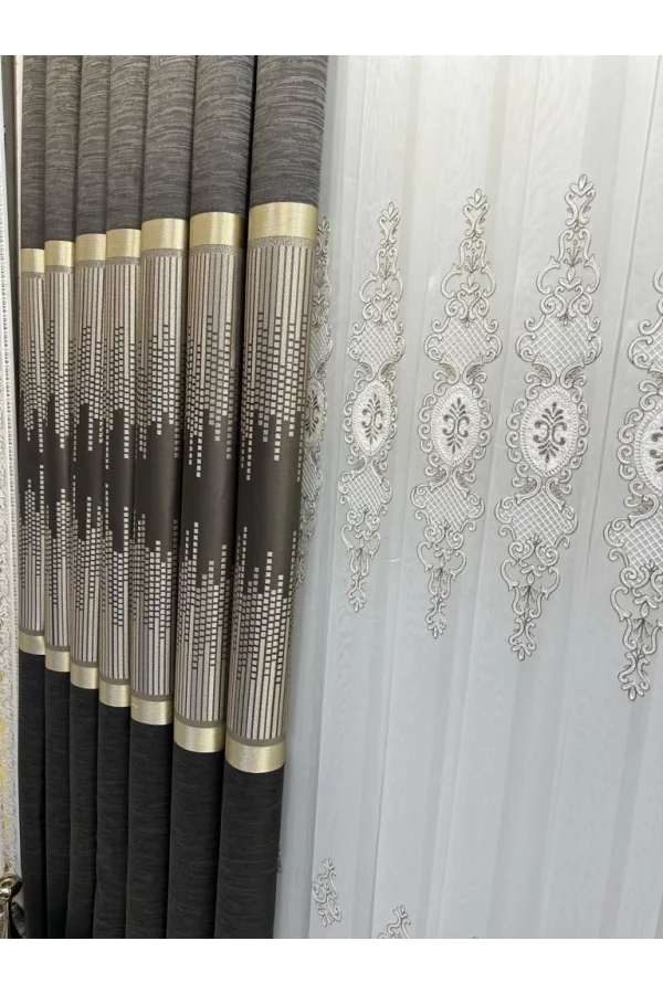 NİVEMESHOME AMASRA FT614164 V-5302 TIERRA 1/3 DENSAMENTE CORTINA DE TUL APM