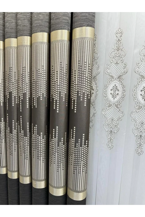 NİVEMESHOME AMASRA FT614164 V-5302 TIERRA 1/3 DENSAMENTE CORTINA DE TUL APM