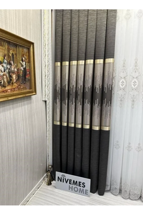 NİVEMESHOME AMASRA FT614164 V-5302 TIERRA 1/3 DENSAMENTE CORTINA DE TUL APM