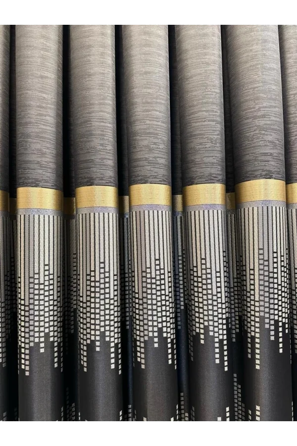 NİVEMESHOME AMASRA FT614164 V-902 ЧЕРНЫЙ 1/3 ПЛОТНЫЙ ВЫШИТЫЙ ШТОРА APM