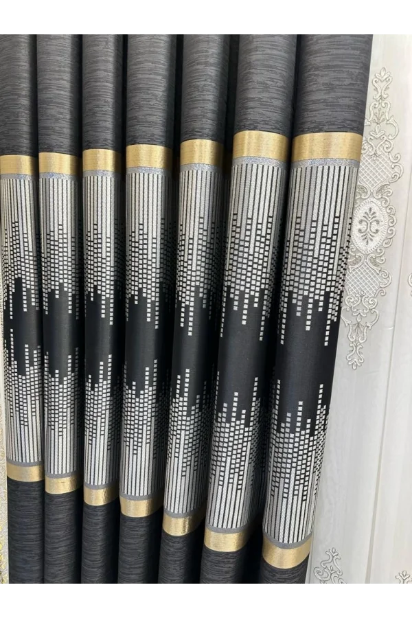 NİVEMESHOME AMASRA FT614164 V-902 ЧЕРНЫЙ 1/3 ПЛОТНЫЙ ВЫШИТЫЙ ШТОРА APM