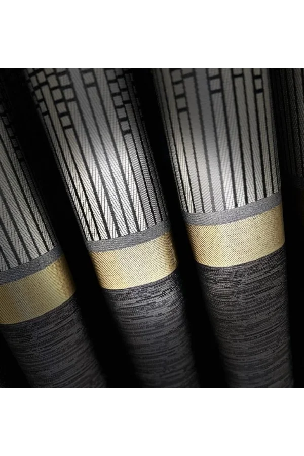 NİVEMESHOME AMASRA FT614164 V-902 ЧЕРНЫЙ 1/3 ПЛОТНЫЙ ВЫШИТЫЙ ШТОРА APM