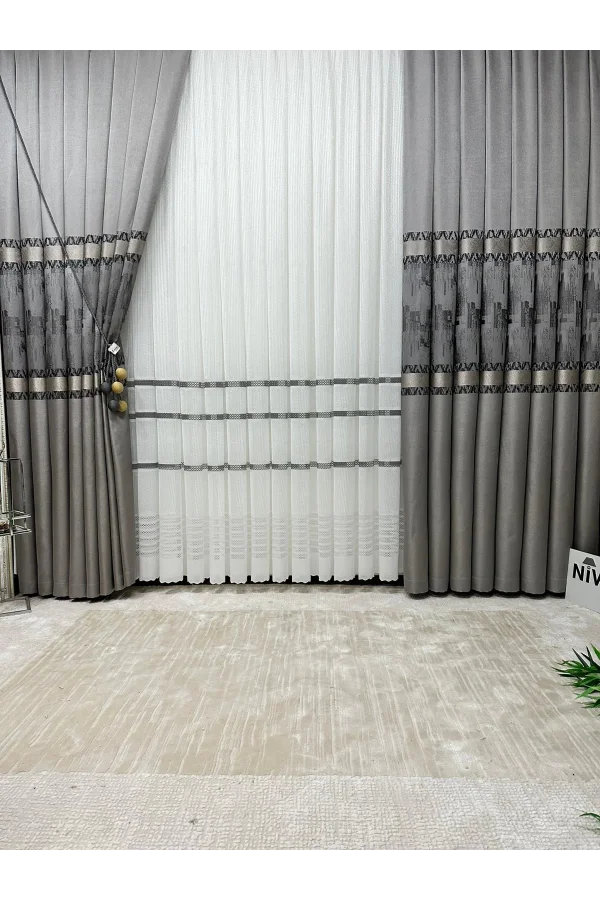 NİVEMESHOME ANTARES 8521 1/3 SIK PİLELİ TÜL PERDE APM