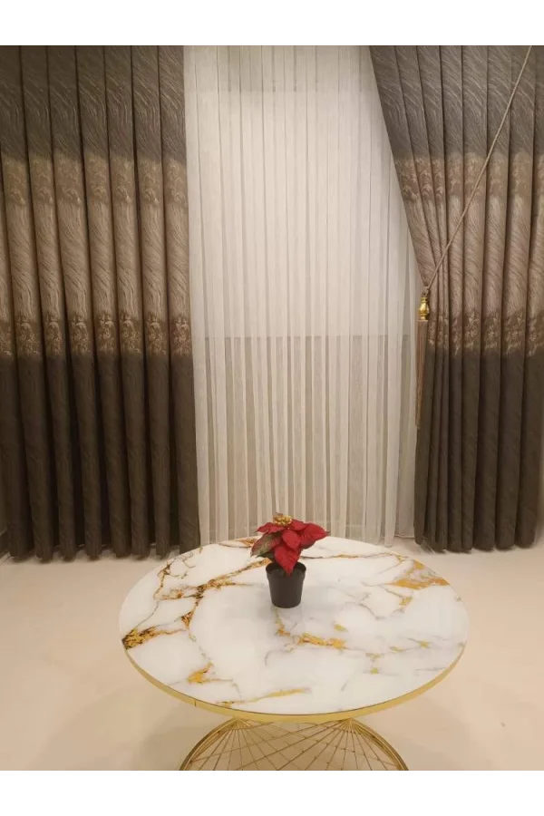 NİVEMESHOME ANTORYA COFFEE-STONE 1/3 TIGHT PILE CURTAIN FABRIC