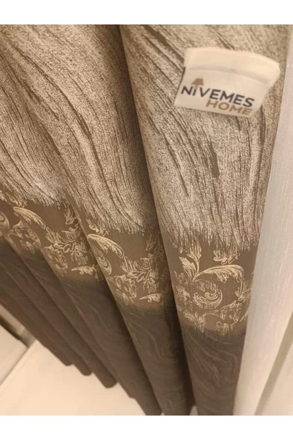 NİVEMESHOME ANTORYA COFFEE-STONE 1/3 TIGHT PILE CURTAIN FABRIC