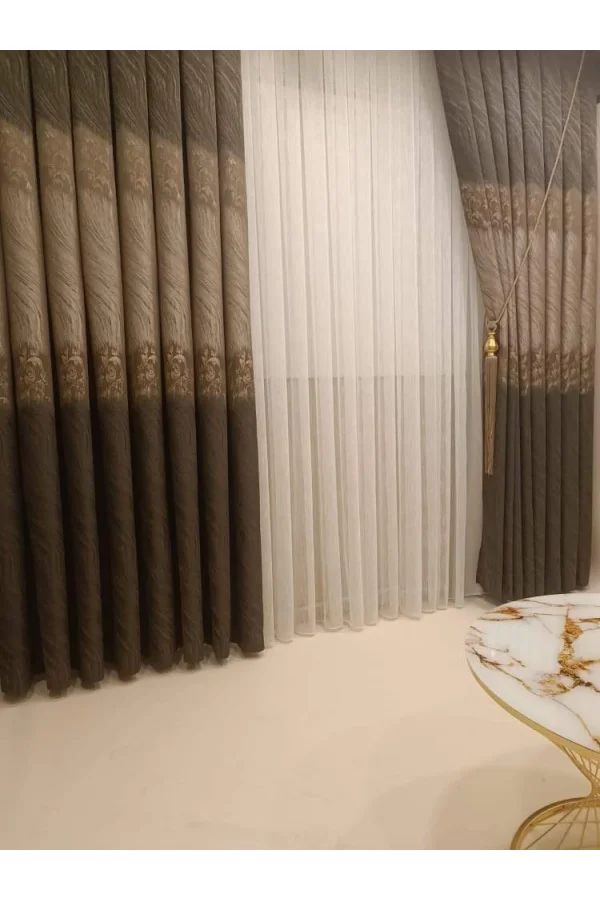 NİVEMESHOME ANTORYA COFFEE-STONE 1/3 TIGHT PILE CURTAIN FABRIC