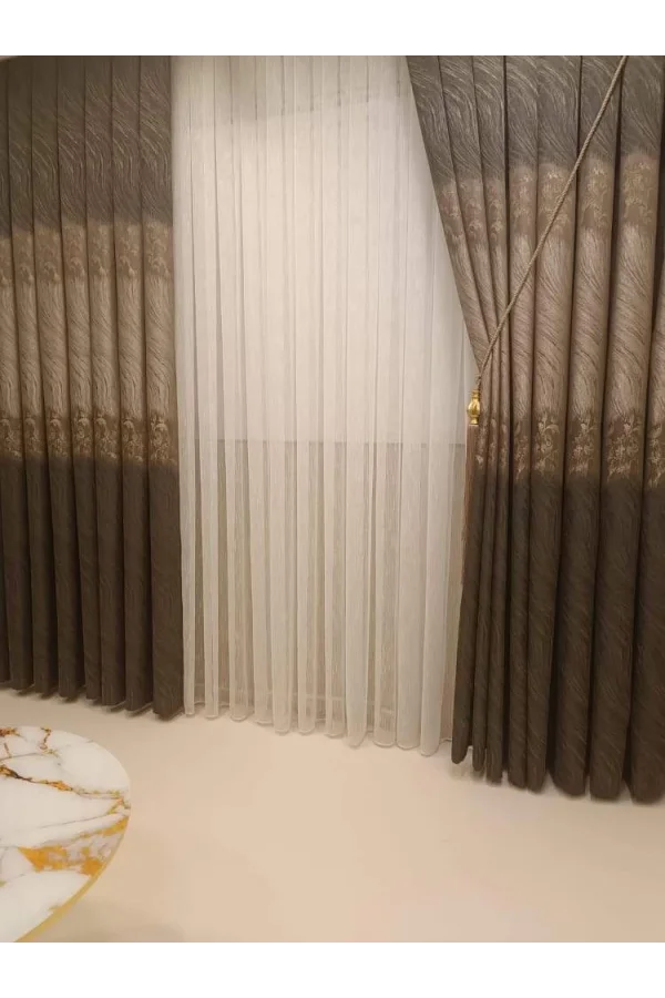NİVEMESHOME ANTORYA COFFEE-STONE 1/3 TIGHT PILE CURTAIN FABRIC