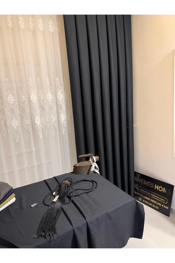 NİVEMESHOME ANTRASİT 140X220 KETEN MASA ÖRTÜSÜ