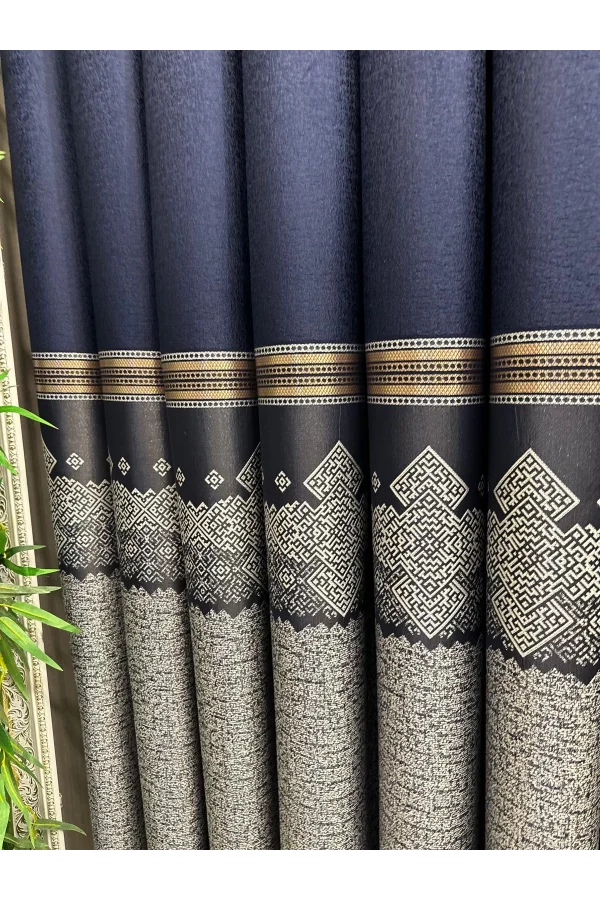 NİVEMESHOME  ARSUZ FT614288 V-508 LACİVERT  1/3 SIK PİLELİ FON PERDE APM