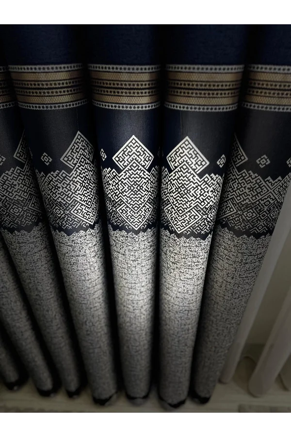 NİVEMESHOME  ARSUZ FT614288 V-508 LACİVERT  1/3 SIK PİLELİ FON PERDE APM