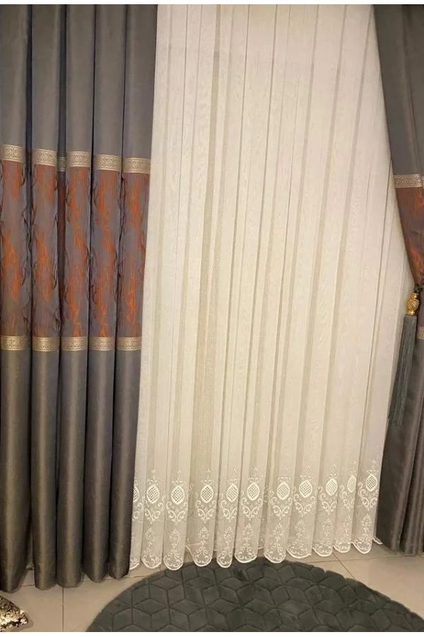 NİVEMESHOME ASTER NAKIŞLI 1/3 SIK PİLE TÜL PERDE APM