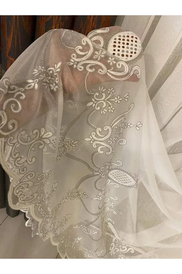 NİVEMESHOME ASTER NAKIŞLI 1/3 SIK PİLE TÜL PERDE APM