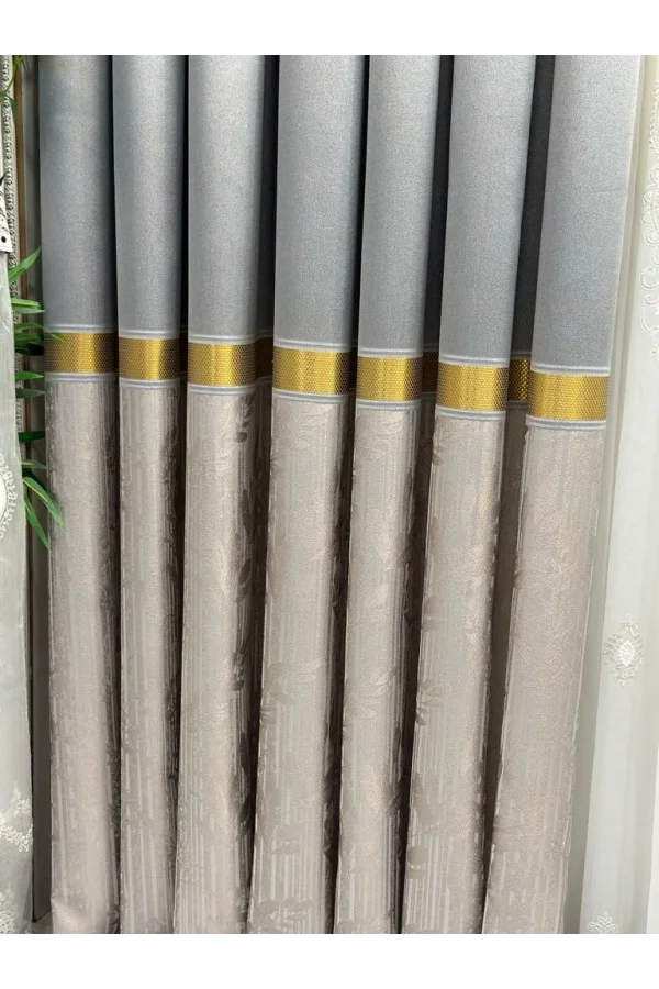 NİVEMESHOME ATA FT614168 V-2001 GRİ  1/3 SIK PİLELİ FON PERDE APM