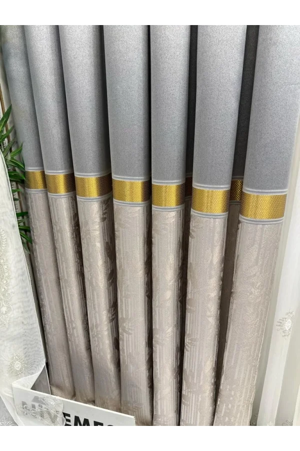 NİVEMESHOME ATA FT614168 V-2001 GRİ  1/3 SIK PİLELİ FON PERDE APM