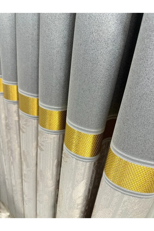 NİVEMESHOME ATA FT614168 V-2001 GRİ  1/3 SIK PİLELİ FON PERDE APM